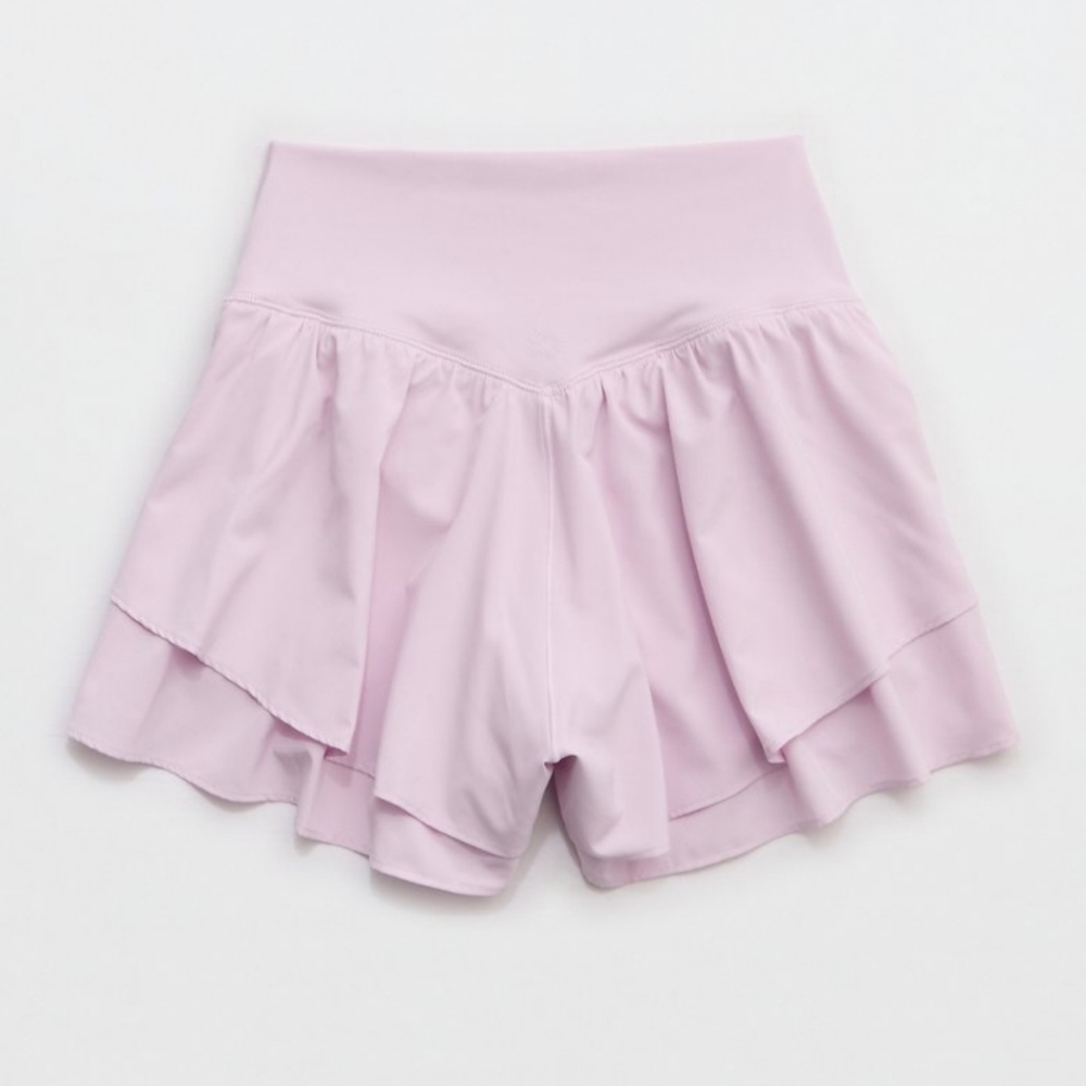 S: Aerie Flirty Ruffle, Tiered Stretch Shorts - Picture 6 of 6